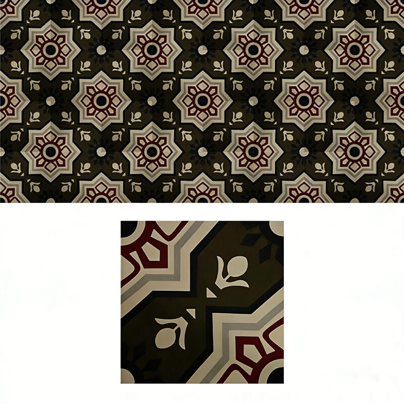 Retro Style Cement Encaustic Tile Floral Pattern Dekoratif Tile Untuk Partisi Indoor Dan Taman Luar Ruangan
