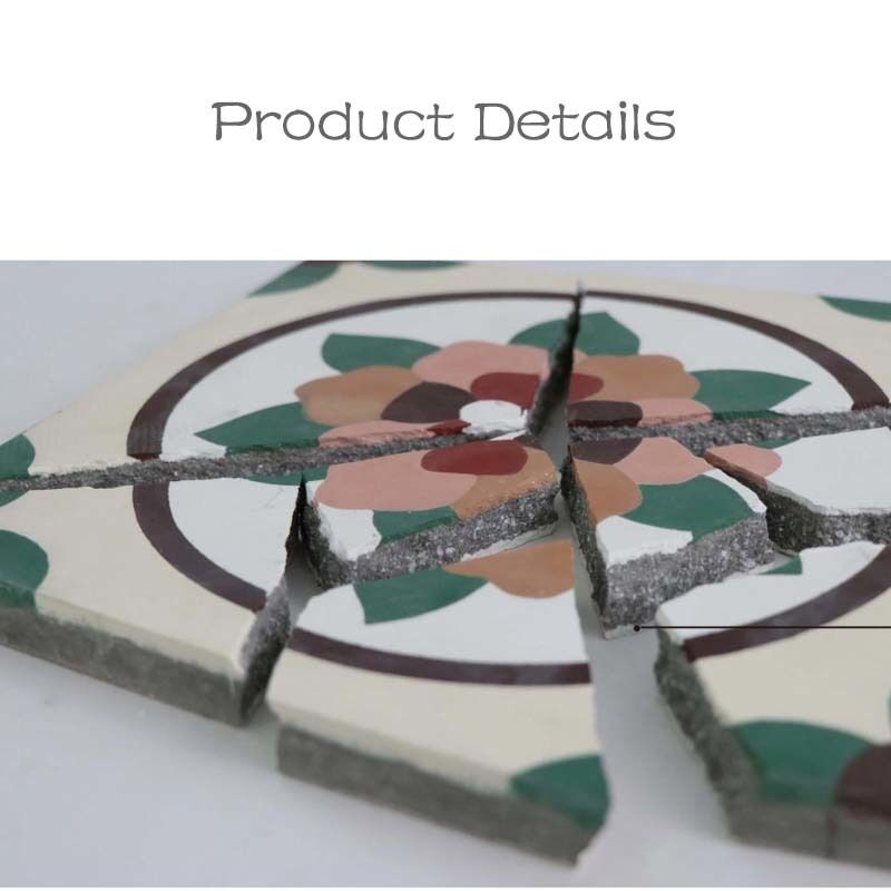 Retro Style Cement Encaustic Tile Floral Pattern Dekoratif Tile Untuk Partisi Indoor Dan Taman Luar Ruangan