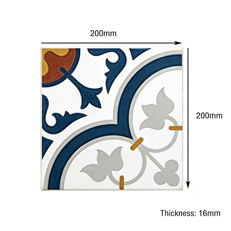 Handmade Encaustic Cement Tiles Floor & Wall Tile Solid Texture Unique Flower Design for Hotel Cafe Interior Use 200x200mm