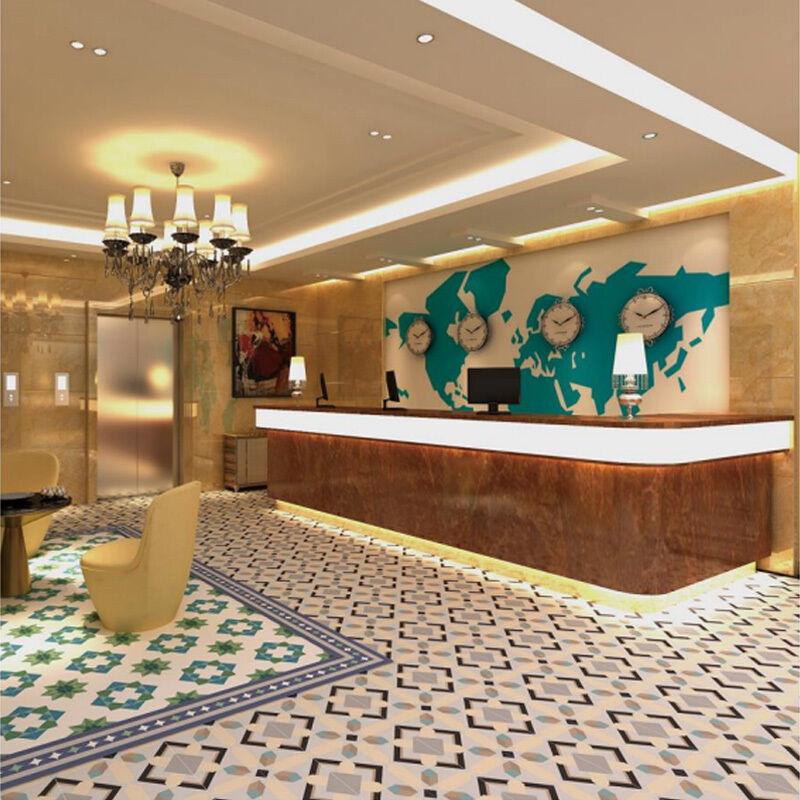Encaustic Cement Tile Modern Eropa Matte Interior Floor Tile Borders Tile Accents Non-Slip Villa Hotel Gunakan Pola Geometri