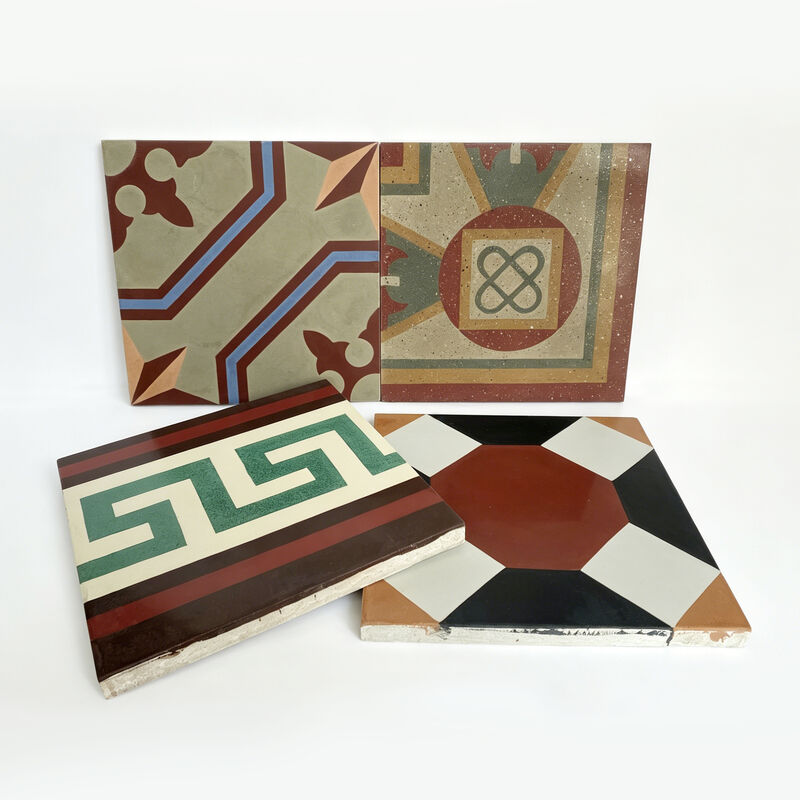 Encaustic Cement Tile Modern Eropa Matte Interior Floor Tile Borders Tile Accents Non-Slip Villa Hotel Gunakan Pola Geometri