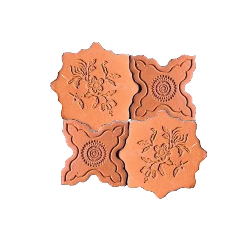 Vintage Floral Pattern Brick merah Flower Tiles Adegan Budaya Dekoratif Brick Clay Bahan Bangunan