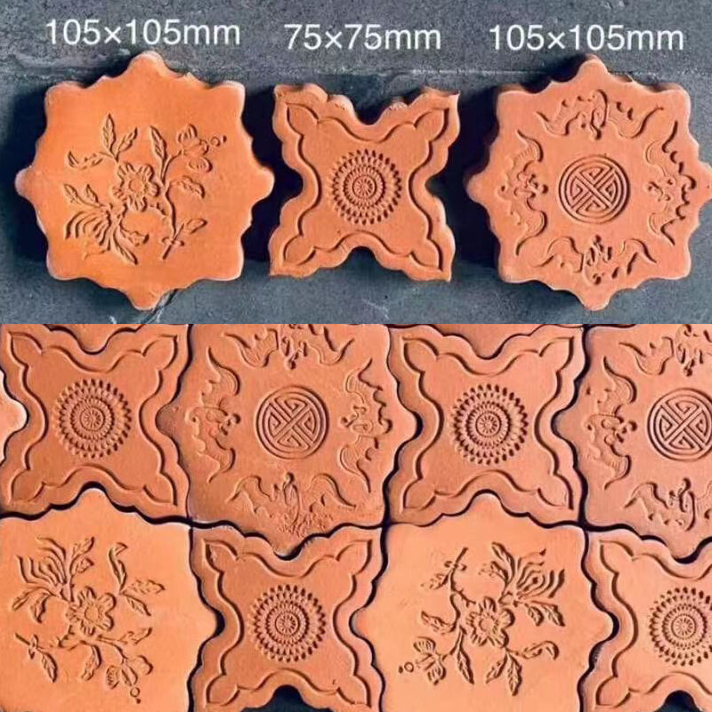 Vintage Floral Pattern Brick merah Flower Tiles Adegan Budaya Dekoratif Brick Clay Bahan Bangunan