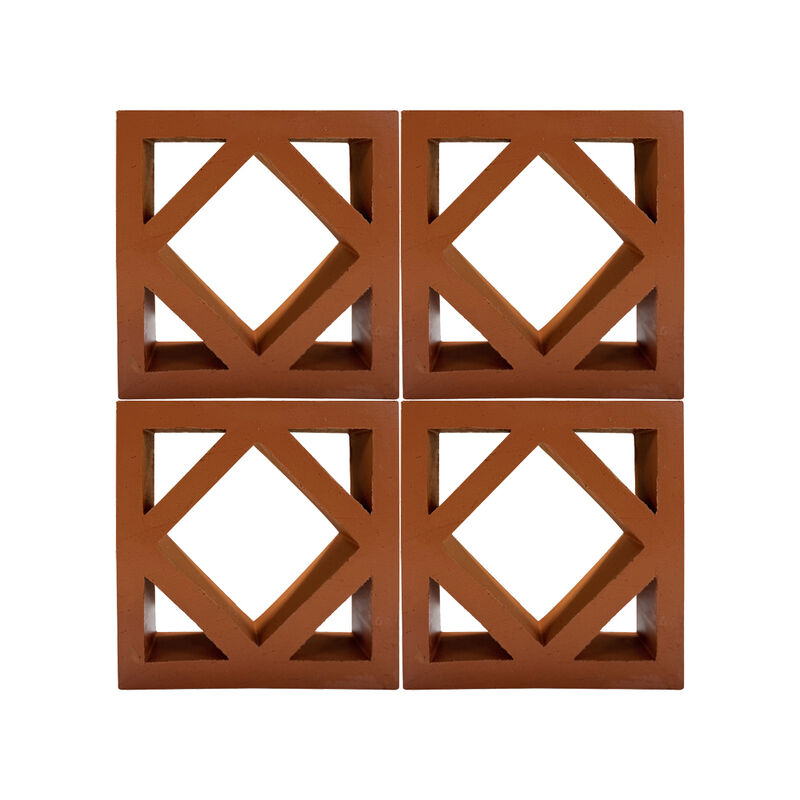 Blok Kerongkongan Terracotta Merah tahan cuaca Blok Breeze Tanah Liat Dekoratif untuk Dinding Layar Privasi Lapangan