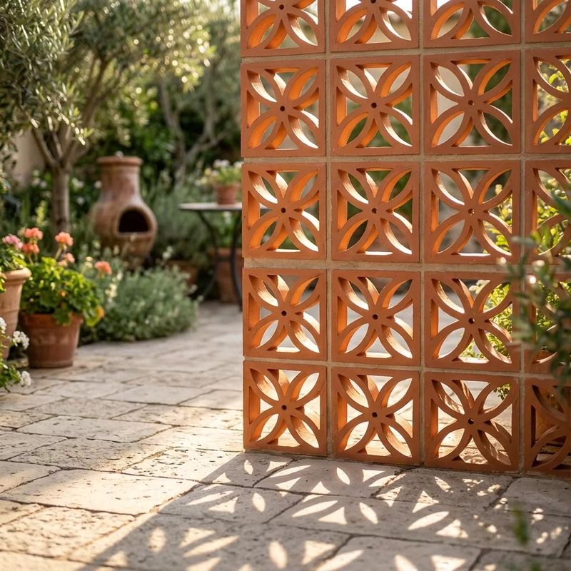 Terracotta Breeze Block Panel Desain Tembok Arsitektur Dekoratif Perforated Brick