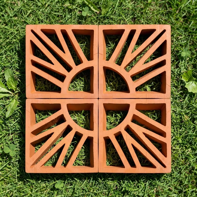 Batu bata dekoratif terracotta klasik merah terracotta brize blok tanah liat merah alami dasar taman lanskap batu bata berongga