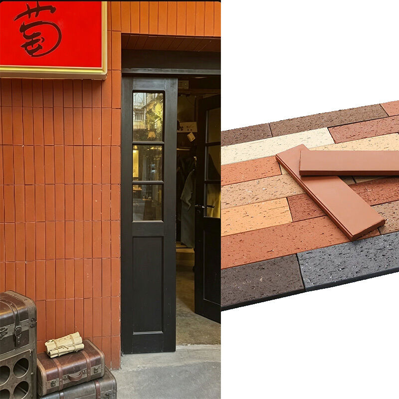 Nautral Terracotta Red Split Face Brick Veneer Bata Tanah Liat Alami untuk Fasad Dinding Eksterior dan Desain Arsitektur Modern