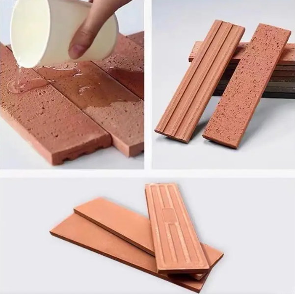 Nautral Terracotta Red Split Face Brick Veneer Bata Tanah Liat Alami untuk Fasad Dinding Eksterior dan Desain Arsitektur Modern