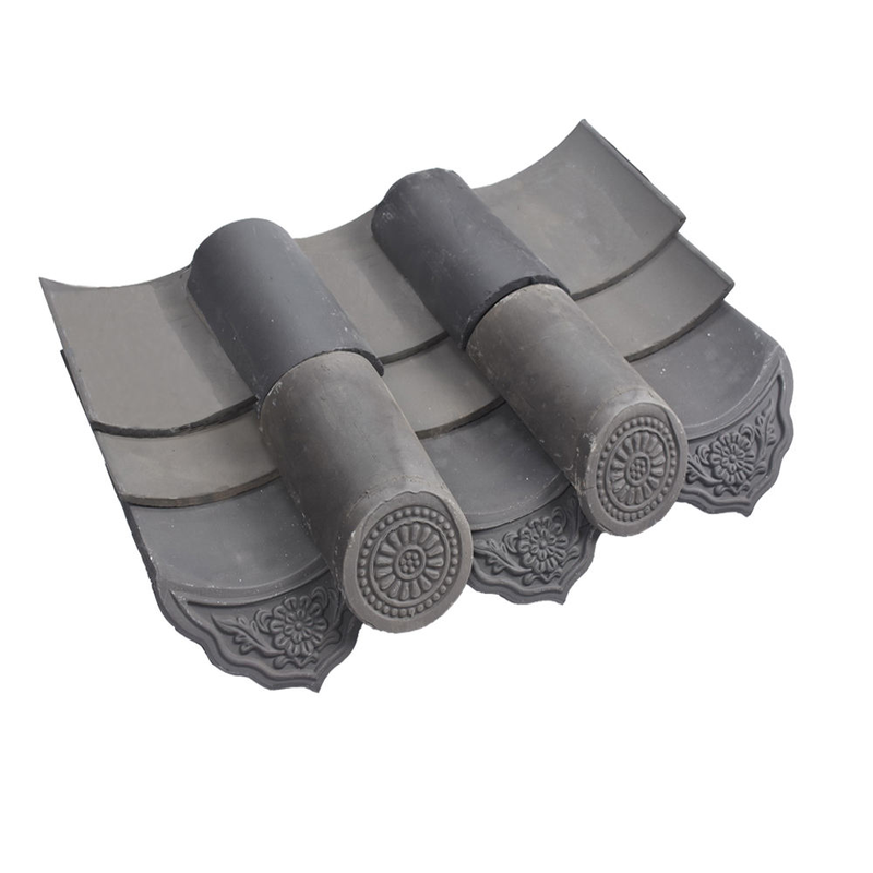 Tradisional Cina Grey Clay Roof Tile System Set Curved Cap, Flat Pan Tile, Eaves Dripping & Ridge Tiles untuk Arsitektur Asia
