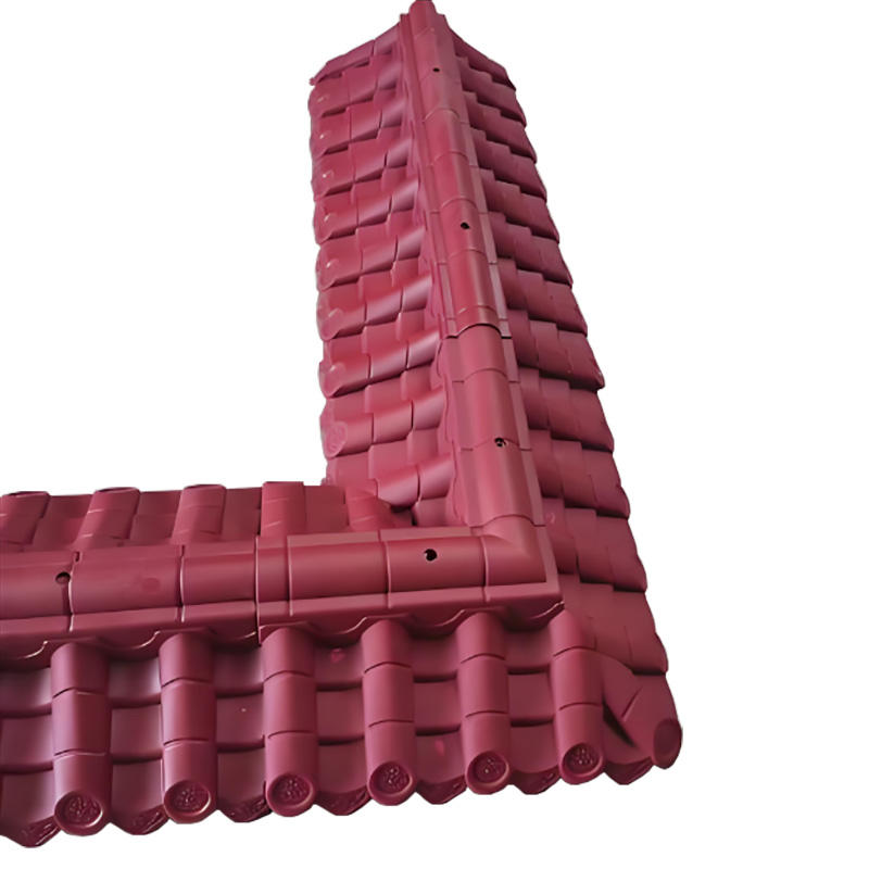 Peti Ridge Roof China Plastik Ringan Tahan UV Tutup Ridge Ridge Merah & Hitam Polymer untuk Dinding Taman & Atap Paviliun