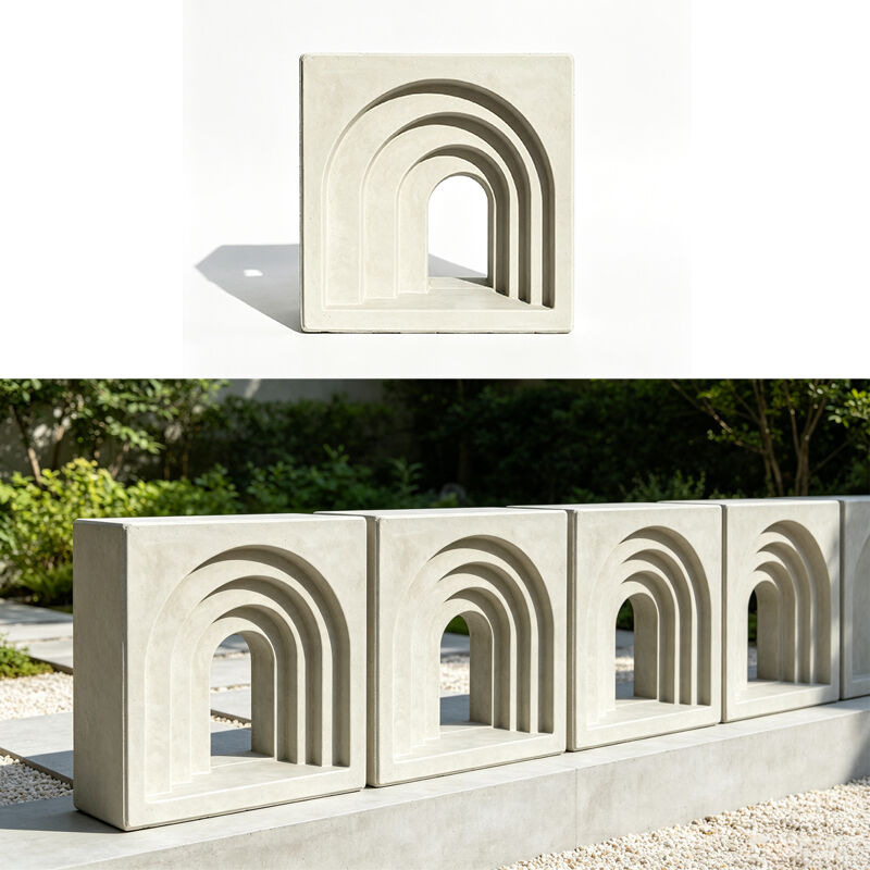 Batu Ventilasi Beton Lengkung 3D | Bata Semen Dekoratif Berongga untuk Fasad Toko & Dinding Tabir Surya Arsitektur